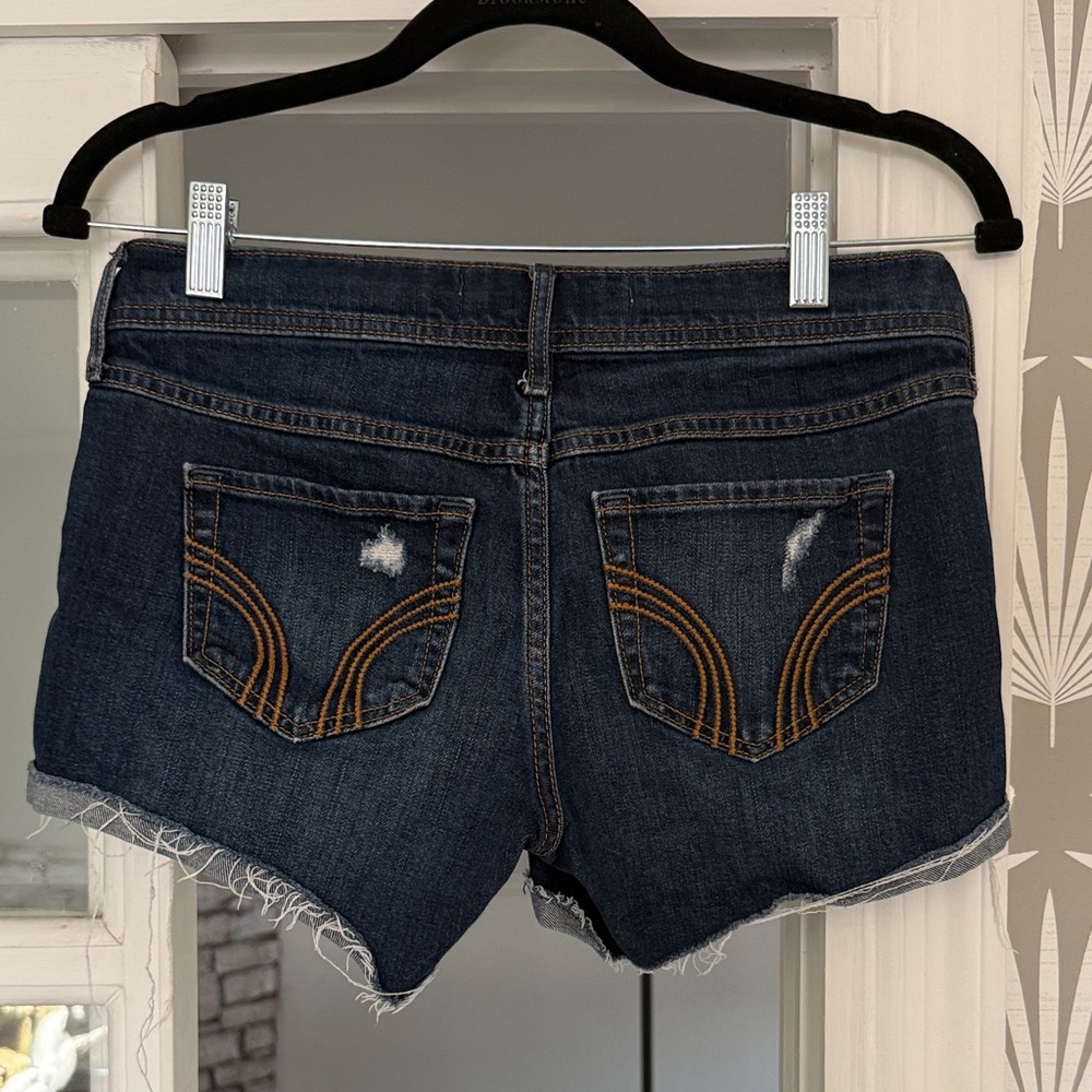 Hollister Dark Blue Distressed Jean Shorts - Picture 2 of 2